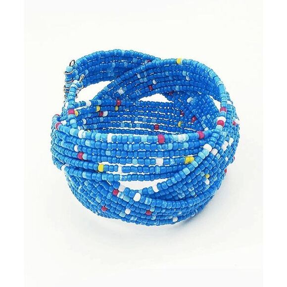 2/$21 Ladies Blue Beaded Bracelet - Picture 2 of 5